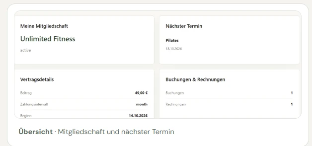 Mitgliederbereich: Übersicht