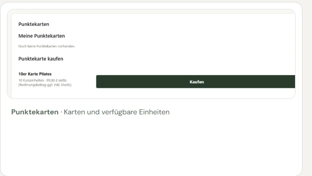 Mitgliederbereich: Punktekarten