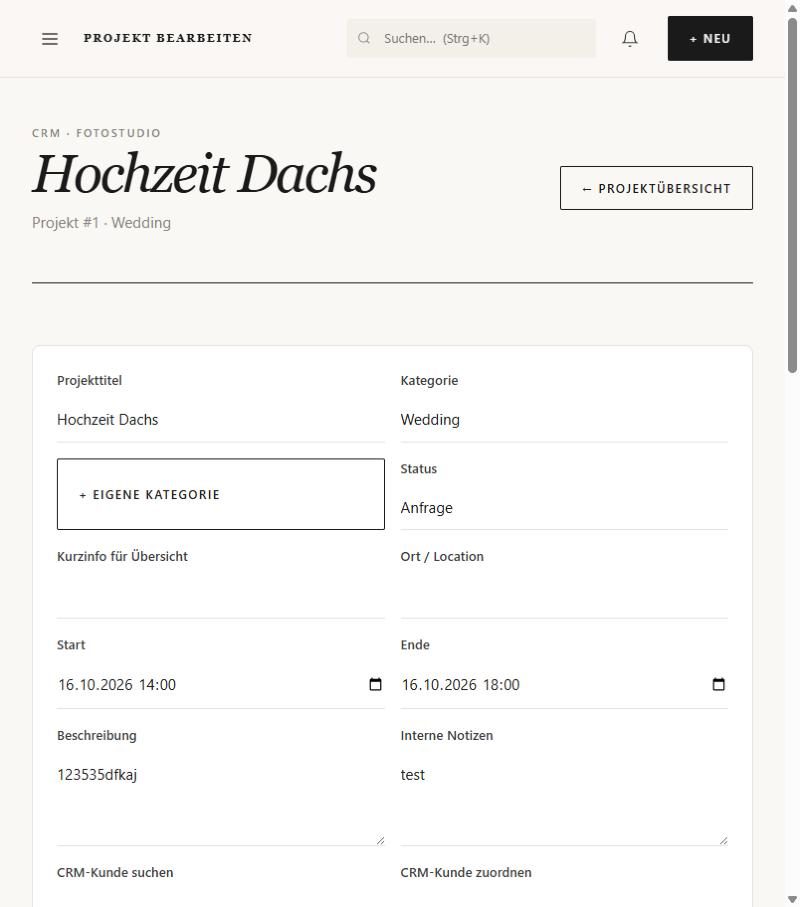 Projekt bearbeiten