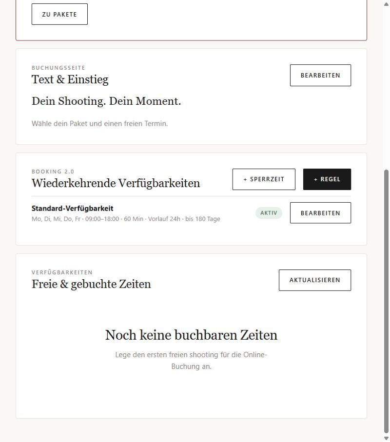 Aktive Regel und verfügbare Zeiten