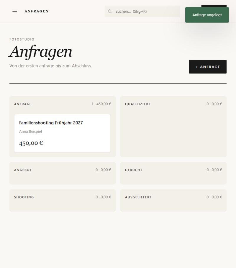 Pipeline mit einer neuen Anfrage