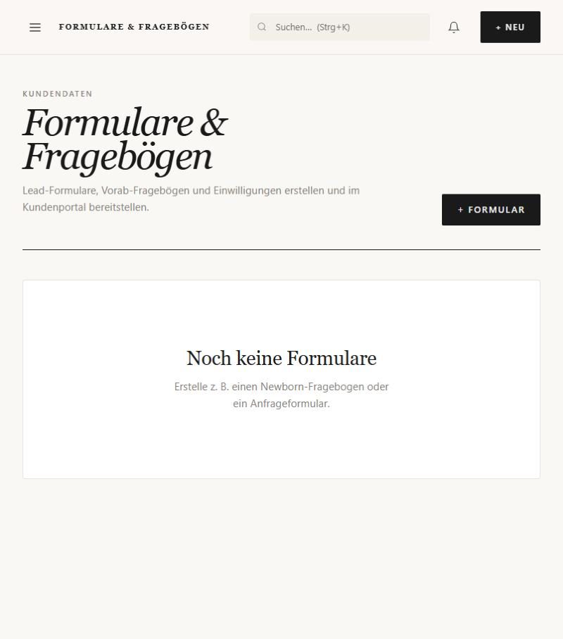 Formularübersicht