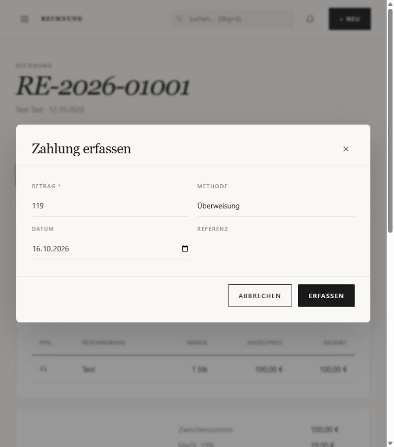 Zahlung erfassen