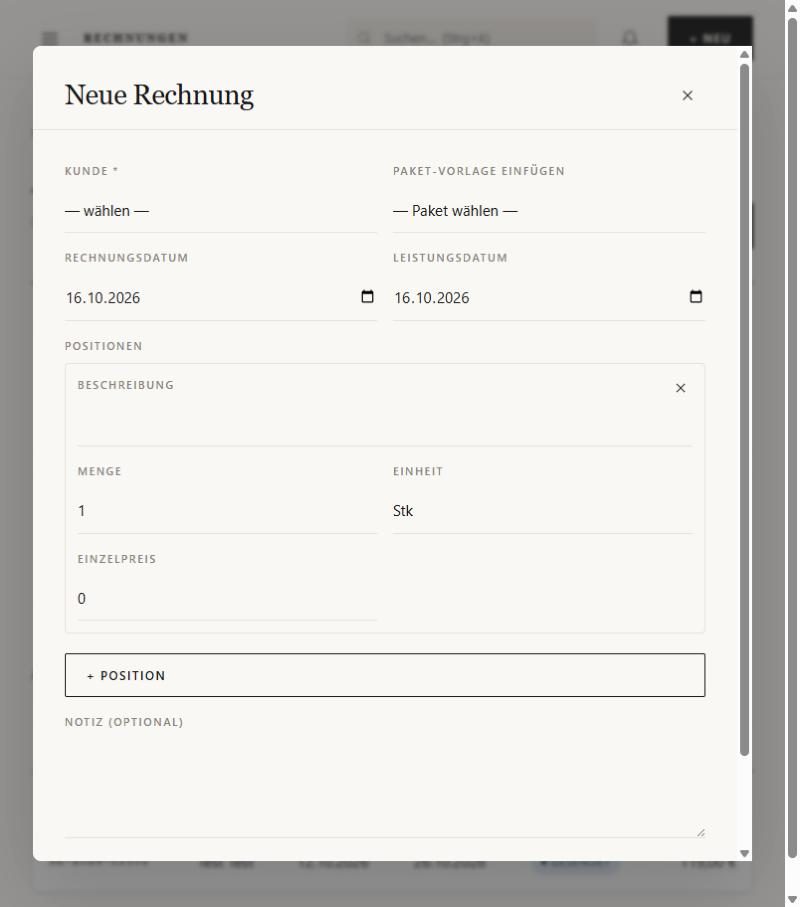 Dialog „Neue Rechnung“