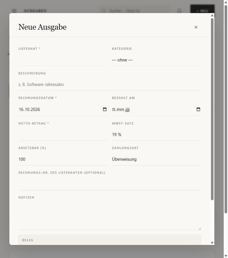 Dialog „Neue Ausgabe“