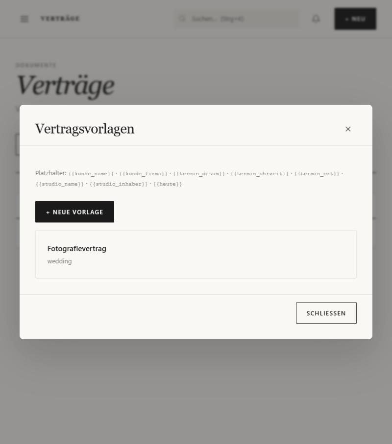 Vertragsvorlagen und Platzhalter