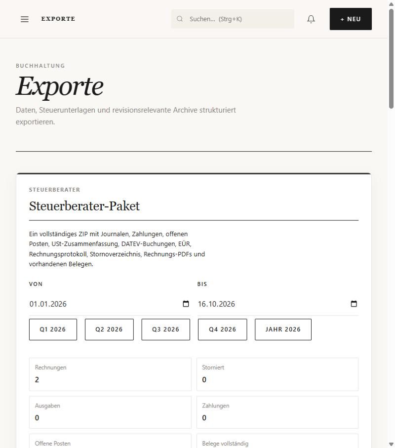 Exporte und Steuerberater-Paket