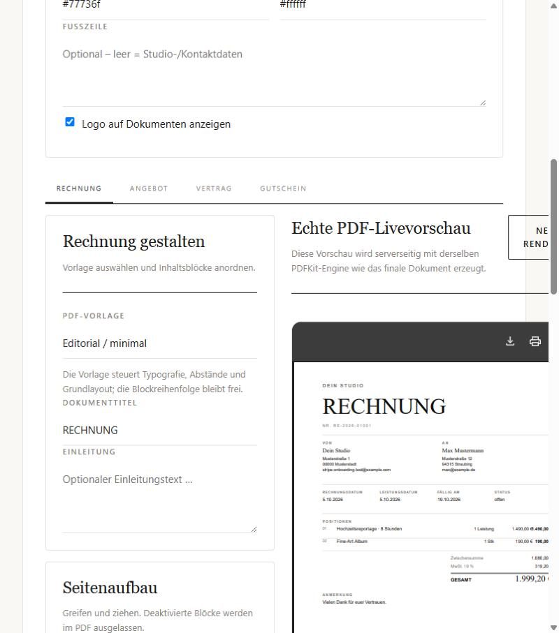 Dokument-Designer mit PDF-Livevorschau